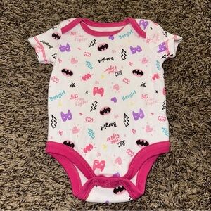 Batman Pink and White Baby Bodysuit